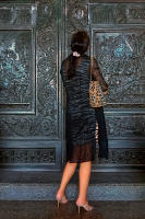 Fashion admires Vatican Bronze Doors, Rome © 2019 Keith Trumbo