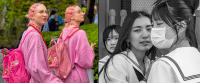 Twins in Pink, Tokyo -Schoolgirls, Kyoto © 2024 Keith Trumbo