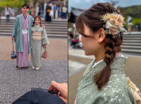 Kimono dressed couple - Young woman's hair - Kyoto © 2024 Keith Trumbo