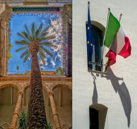 Palm Tree, Palermo - Flags, Cefalu © 2018 Keith Trumbo