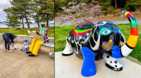 "Le Banc" by  Niki de Saint Phalle - "Elephant Sculpture" by Niki de Saint Phalle,  Benesse House, Naoshima © 2024 Keith Trumbo