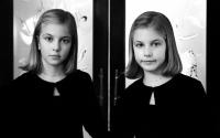 Sisters by etched doors, NYC  © 2017 Keith Trumbo